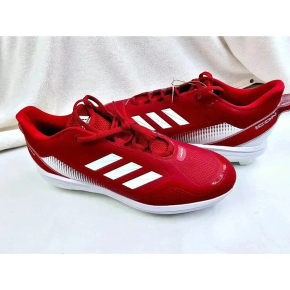 Adidas Size 13.5 Icon 7 Men's Low Top TPU Baseball Cleats Red/White S23880 NWT - Picture 10 of 14
